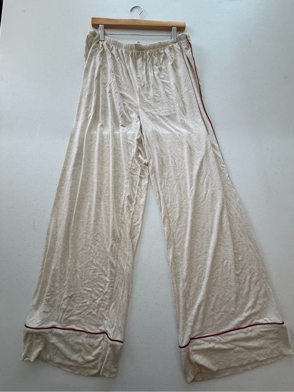 aerie Cream Pajama Set with Burgundy Trim - Picture 4 of 7